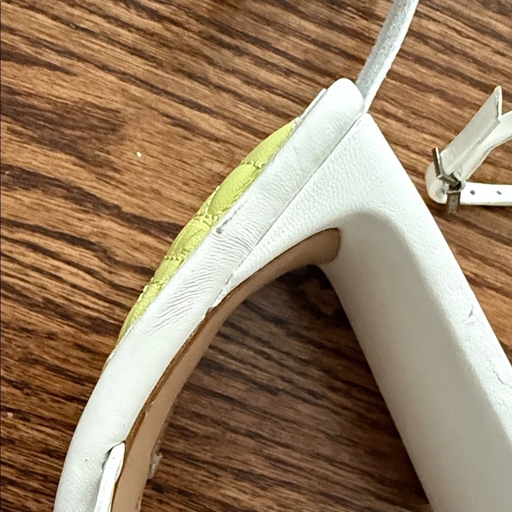 SCHUTZ White and Yellow Strappy Heels